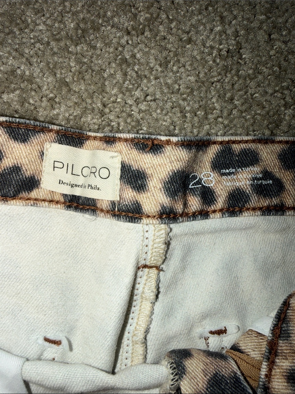 Pilcro Leopard Print Wide-Leg Jeans - Beige/Black (cuffs are sewn) - Picture 2 of 3